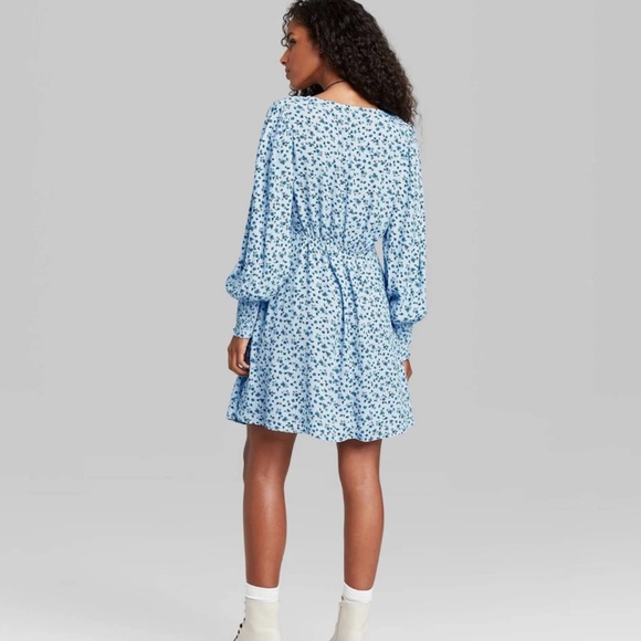 Wild Fable Light Blue Floral Long Sleeve Dress - Picture 2 of 10
